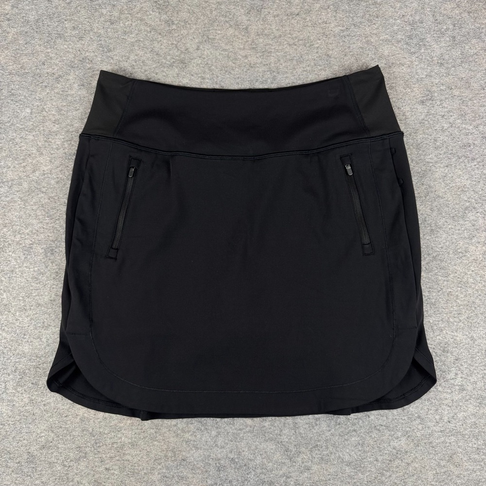 Athleta Fairway Golf Skort 18" Lined Pockets Nylon Stretch Black Womens Large L